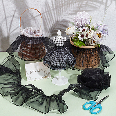 Плиссированная кружевная лента из органзы&nbsp;OCOR-WH0097-42A-1