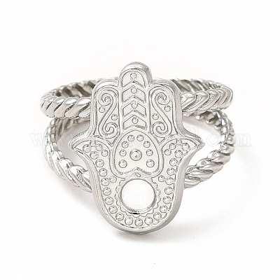 Устойчивая к потускнению нержавеющая сталь 304 хамса открытая манжета для рук настройки кольца&nbsp;LS-RJEW-B027-22P-1