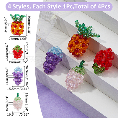 4 шт. 4 вида стеклянных плетеных бусин GLAA-FH0001-83-1