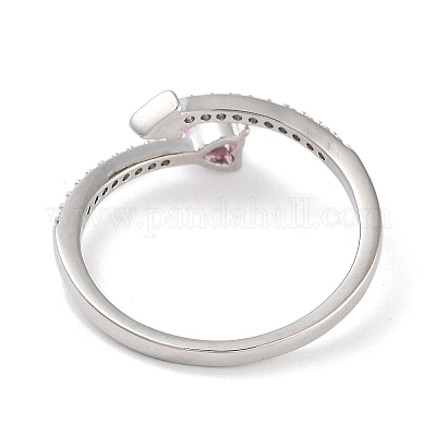 Открытые манжеты для женщин из латуни с микро-паве и цирконием в форме сердца для женщин&nbsp;LS-RJEW-S416-02P-01-1