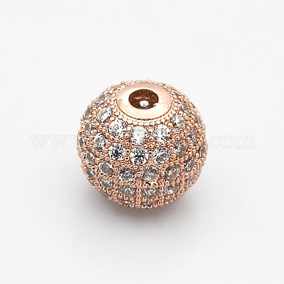 CZ латунные микро проложить класса AAA ясно цвета кубического циркония круглых бусин KK-O065-8mm-05-NR-1