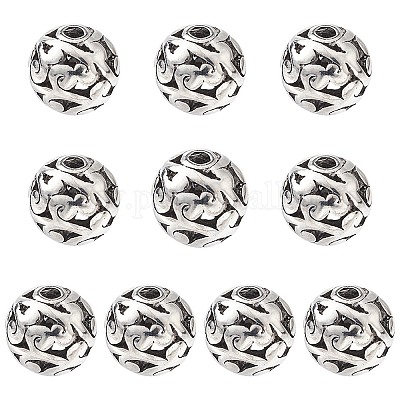 Тибетский стиль полые сплава бисер&nbsp;TIBEB-YW0001-11AS-1