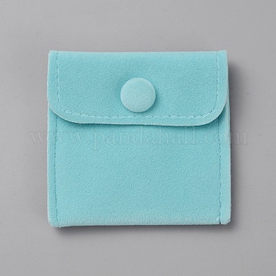 Квадратная бархатная шкатулка для драгоценностей с кнопкой CON-WH0088-77A-05-1