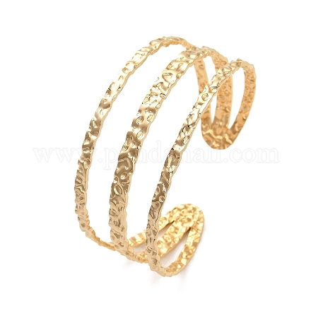 Браслеты-манжеты из нержавеющей стали 304 с тройными линиями BJEW-G694-09G-1