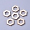 Poplar Wood Linking Rings, Hexagon, Floral White, 17x19.5x2.5mm, Inner Diameter: 9x5mm