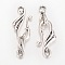 Tibetan Style S-Hook Clasps, Antique Silver, 37x12x1.5mm, Hole: 2~3mm