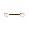Brass Enamel Pink Heart Barbell Nipple Rings, with 316L Stainless Steel Pins, Golden, 31mm