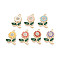 Alloy Rhinestone & Enamel Pendants, Flower Charms, Golden, Cadmium Free & Nickel Free & Lead Free, Mixed Color, 26x17x3mm, Hole: 1.8mm