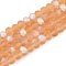 Transparent Glass Beads Strands, Faceted, Frosted, Half AB Color Plated, Rondelle, PeachPuff, 6x4.5mm, Hole: 1.4mm, about 80~85pcs/strand, 38~40cm