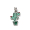 Brass Enamel Pendants, Cactus, Platinum, 20.5x13.5x1.5mm, Hole: 3.5x4mm