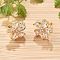 Flower Brass Micro Pave Cubic Zirconia Stud Earrings for Women, Cadmium Free & Lead Free, Long-Lasting Plated, Rack Plating, Golden, Clear, 11.5x11.5mm