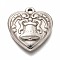 Non-Tarnish 304 Stainless Steel Pendants, Heart with Bell, Stainless Steel Color, 19x18x3mm, Hole: 1.6mm