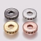 Brass Micro Pave Cubic Zirconia Bead Spacers, Flat Round, Black, Mixed Color, 10x2mm, Hole: 3mm