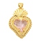 Rack Plating Brass Pendants, with Glass, Long-Lasting Plated, Cadmium Free & Lead Free, Strawberry Charms, Pink, 30x21x6.5mm, Hole: 4x3.5mm