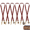 4Pcs Cowhide Leather Bookmark, with Alloy Pendants, Coconut Brown, 455~475mm, 6cs/set