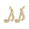 Brass Micro Pave Clear Cubic Zirconia Pendants, Lead Free & Cadmium Free, Long-Lasting Plated, Musical Note, with Jump Ring, Real 18K Gold Plated, 14x8.5x1.8mm
