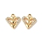 Brass Micro Pave Cubic Zirconia Pendants, Heart Charms, Golden, 11.5x11x2mm, Hole: 1.5mm