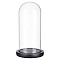 Arch Glass Dome Cover, Decorative Display Case, Cloche Bell Jar Terrarium with Wood Base, for DIY Preserved Flower Gift, Clear, 112x210mm