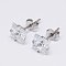 Cubic Zirconia Ear Studs, with Stainless Steel Base, Stainless Steel Color, 5x5mm, Pin: 0.7mm