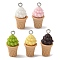 Opaque Resin Pendants, Ice Cream, with Platinum Tone Iron Loops, Mixed Color, 25x11.5mm, Hole: 2mm