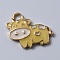 Alloy Enamel Pendants, Light Gold, Cow Charm, Light Khaki, 16x20x2mm, Hole: 2mm