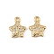 Brass Micro Pave Cubic Zirconia Pendants, Star Charms, Real 18K Gold Plated, 11.5x9.5x2.5mm, Hole: 1.4mm