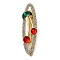 Cherry Golden Alloy Alligator Hair Clips, Hair Accessories for Women & Girls, with Resin & Rhinestone, Oval, 60x17x16.5mm