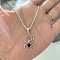 Halloween Spider Alloy Jet Rhinestone Pendant Necklaces, Platinum, 17.72 inch(45cm)