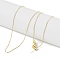 Brass Box Chain Adjustable Slider Necklaces for Women, Real 18K Gold Plated, 18.50 inch(47cm), Pendant: 5x3.5x3.8mm, Pin: 12.5x0.7mm