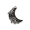 Alloy Enamel Pendants, Platinum, Moon with Rose, 25x18x1mm, Hole: 1.6mm