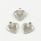 Tarnish Resistant Heart 201 Stainless Steel Charm Pendants, Smooth Surface, Stainless Steel Color, 9.5x8x1mm, Hole: 1mm