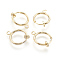 Brass Clip-on Hoop Earrings, For Non-pierced Ears, with Spring Findings, Nickel Free, Real 18K Gold Plated, 16.5~17x12.5x4mm, Hole: 1~1.5mm