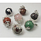 Natural & Synthetic Mixed Stone Pendants, with Brass Findings, Dragon with Round, Mixed Color, 26~28x18~20mm, Hole: 5mm