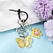 Acrylic Butterfly & Resin Flower Pendant Keychains, with Silicone Cable Zip Ties and Zinc Alloy Lobster Claw Clasps, Gold, 100mm