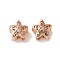 Brass Beads, Long-Lasting Plated, Rack Plating, Cadmium Free & Lead Free, Star, Rose Gold, 13x13.5x9.5mm, Hole: 5mm