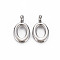 Non-Tarnish 304 Stainless Steel Pendants, Cadmium Free & Nickel Free & Lead Free, Oval Ring, Stainless Steel Color, 18.5x10.5x5mm, Hole: 3mm