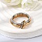 304 Stainless Steel Finger Rings, Ion Plating(IP), Golden & Stainless Steel Color, US Size 7(17.3mm)