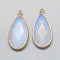 Opalite Pendants, with Golden Tone Brass Findings, Faceted, teardrop, Light Steel Blue, 32.5~33x16x6mm, Hole: 2.5mm