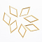 201 Stainless Steel Links connectors, Rhombus, Golden, 33.5x18x0.8mm, Hole: 1mm