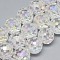 Electroplate Glass Beads Strands, Rainbow Plated, Frosted, Faceted, Round, Clear, 12mm, Hole: 1.5mm, about 48~50pcs/strand, 21.25~22.04 inch(54~56cm)