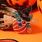Halloween Alloy Enamel Pumpkin Witch Brooches for Women, Dark Orange, 53x58mm