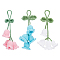 3Pcs 3 Colors Lily of the Valley Kintting Cotton Wool Pendant Decorations, for Bag Keychain Car Decorations, Mixed Color, 160mm, 1pc/color
