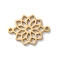 304 Stainless Steel Hollow Chakra Links, Real 18K Gold Plated and Fine Polishing, Flower, 12x15.5x1mm, Hole: 1mm