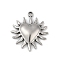 304 Stainless Steel Pendants, Heart Sun Charm, Anti-Tarnish, Stainless Steel Color, 27.5x24.5x4mm, Hole: 2mm
