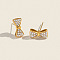 304 Stainless Steel Bowknot Stud Earrings, with Rhinestone, Real 18K Gold Plated, 6x12.4mm