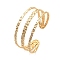 304 Stainless Steel Triple Lines Cuff Bangles, Golden, Inner Diameter: 2-1/4 inch(5.75cm)
