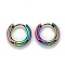 304 Stainless Steel Huggie Hoop Earrings, Thick Hoop Earrings, Ring, Rainbow Color, 10 Gauge, 14x15x2.5mm