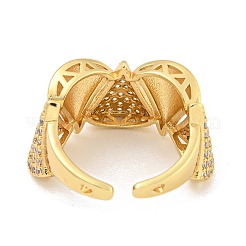 Открытое кольцо-манжета с прозрачным фианитом и листом гинкго&nbsp;RJEW-L121-027G