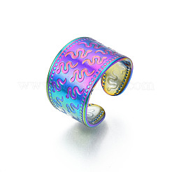 Кольцо-манжета с ионным покрытием (IP) радужного цвета из нержавеющей стали 304 с узором «змея»&nbsp;RJEW-S405-257M