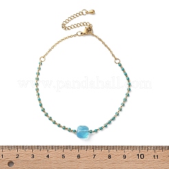 Браслеты-цепочки из стеклянных бусин из нержавеющей стали 304&nbsp;BJEW-A036-14G-01